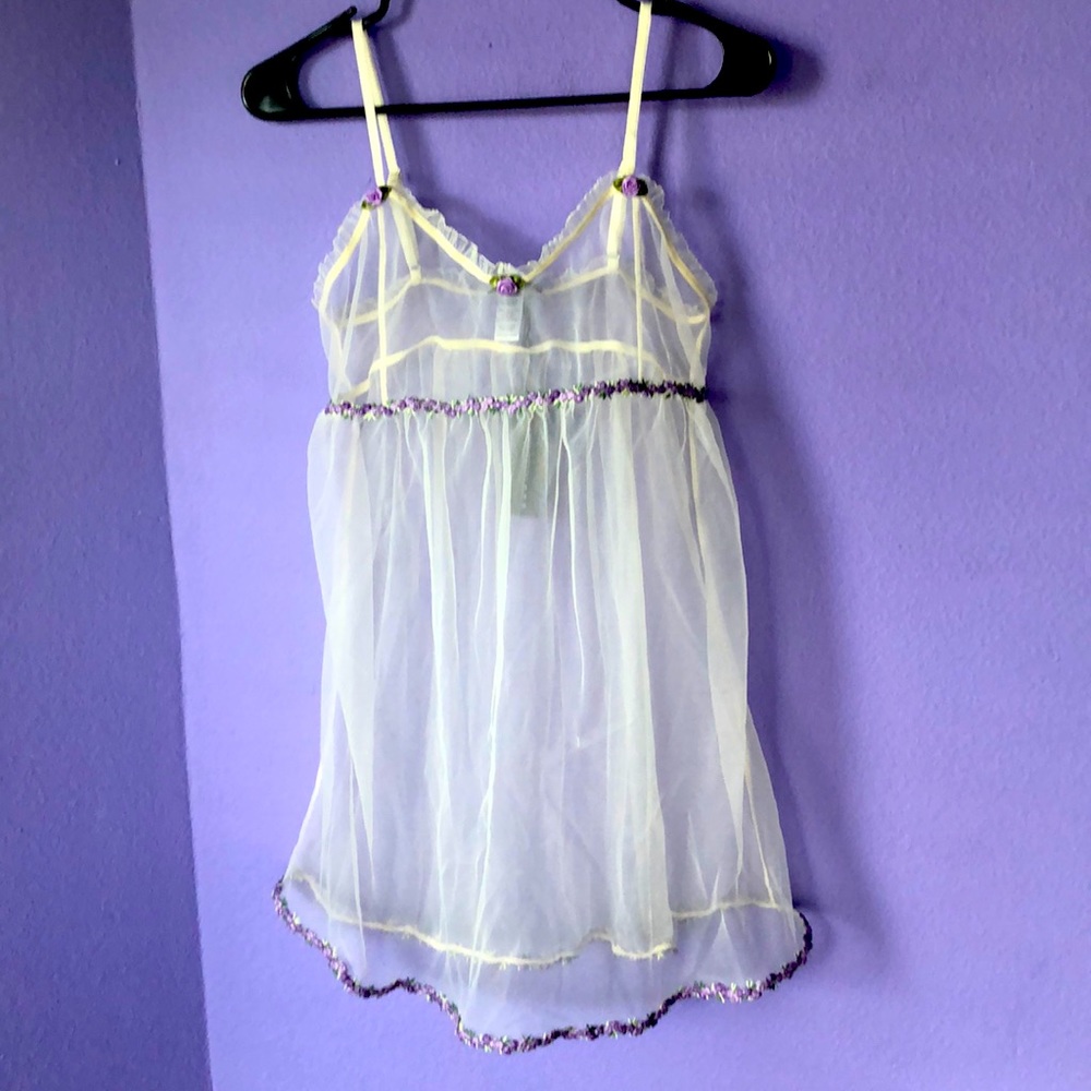 Sheer Net Purple Flowerett Lingerie Shortie